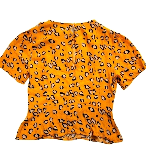 Topshop Leopard Animal Print Button Yellow Orange Size 4. - Picture 3 of 13